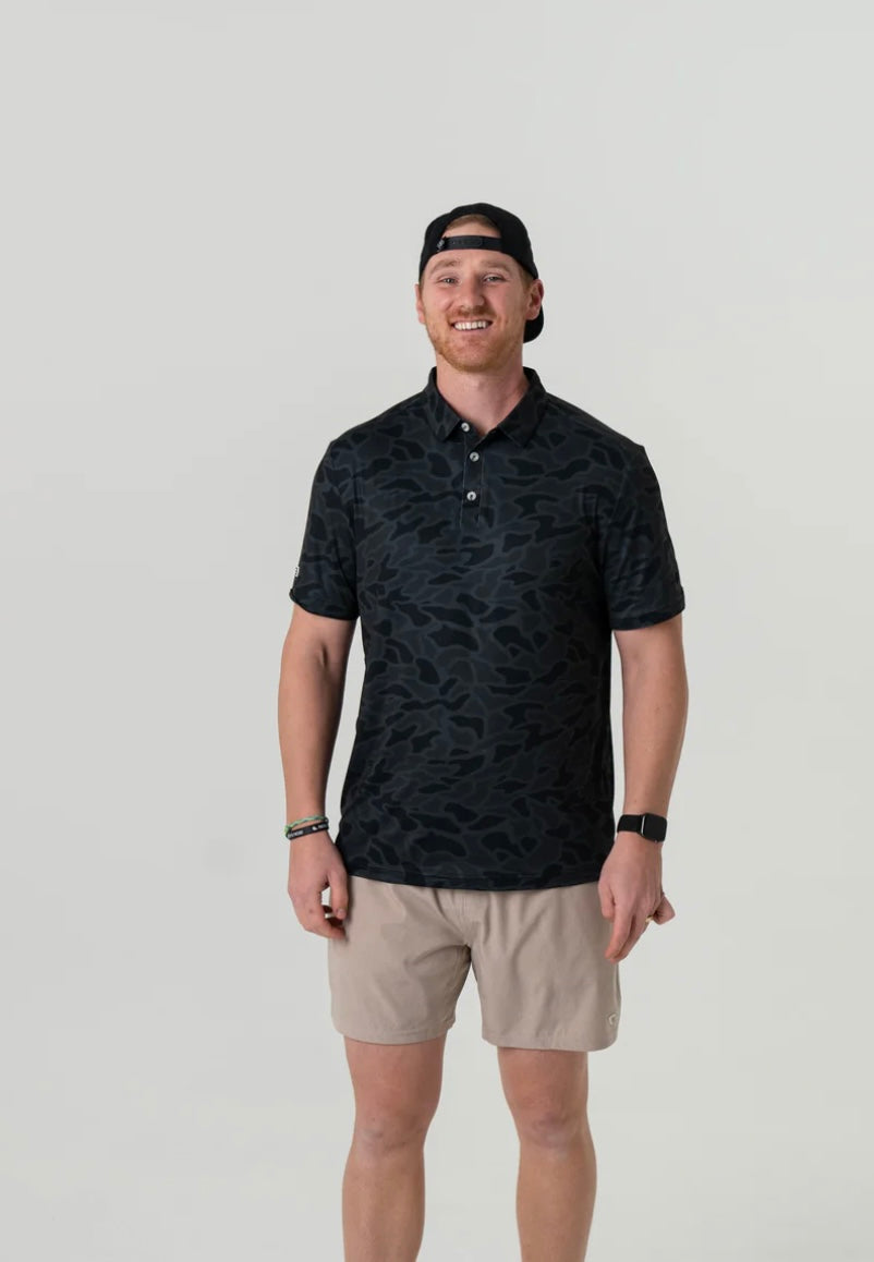 Black Camo Performance Polo Shirt Burlebo