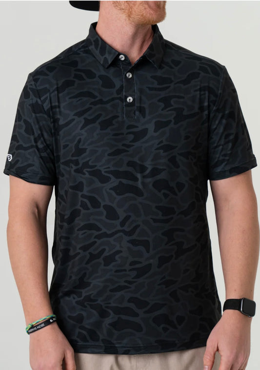 Black Camo Performance Polo Shirt Burlebo