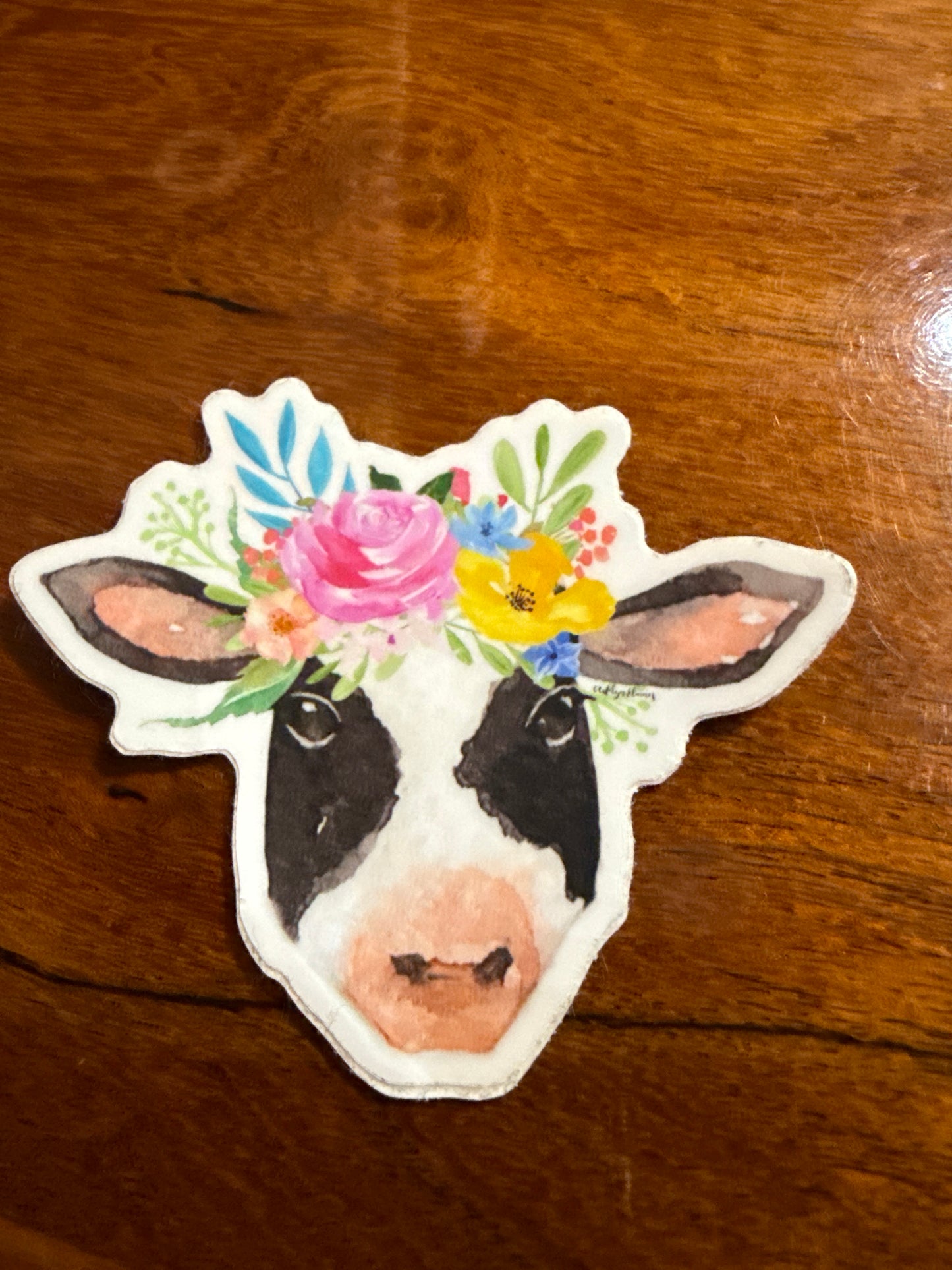 Heifer with flowers sticker