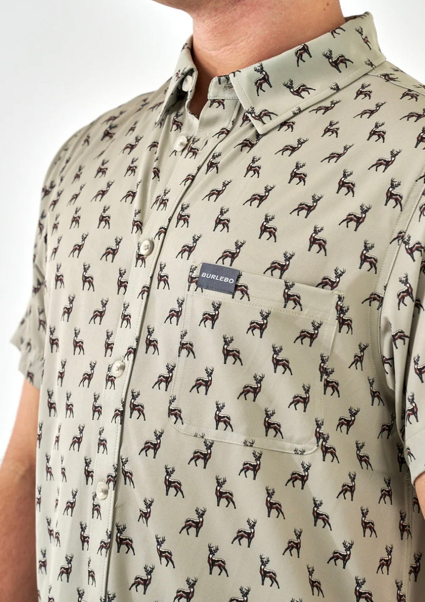 Whitetail Performance Button Up Shirt Green Burlebo