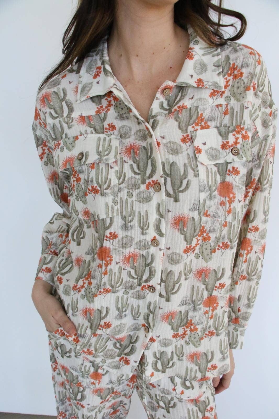 TH1301 CACTUS GAUZE TOP (7 Piece)