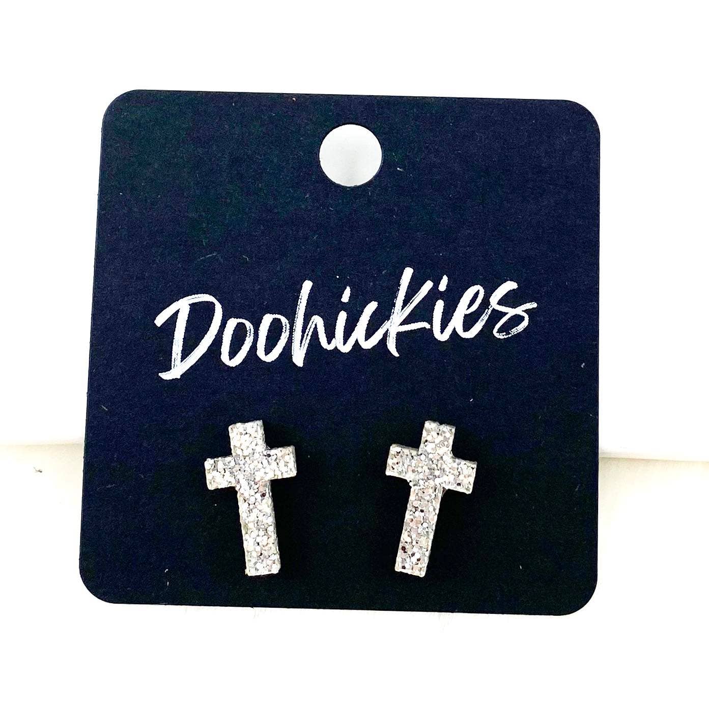 Glitter Cross Stud Earrings Glitter Rose Doohickie