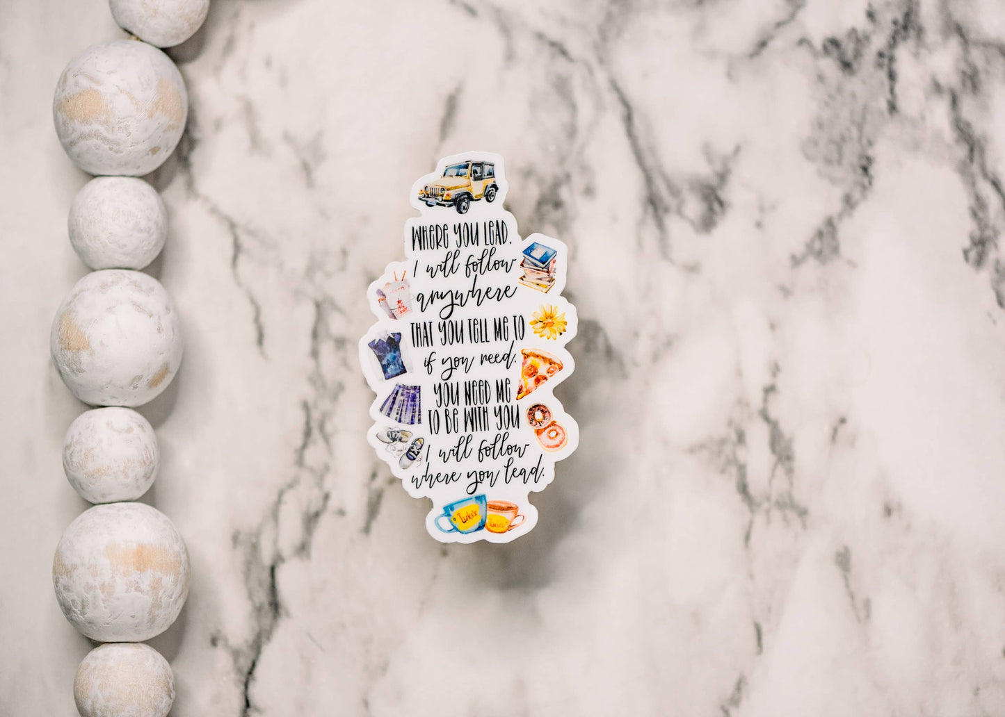 Where You Lead, I Will Follow, Vinyl Sticker, 3x1 in. Savanna and James