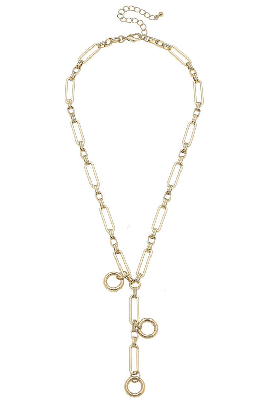 Bella Multi-Charm Lariat Necklace Base in Shiny Gold Canvas