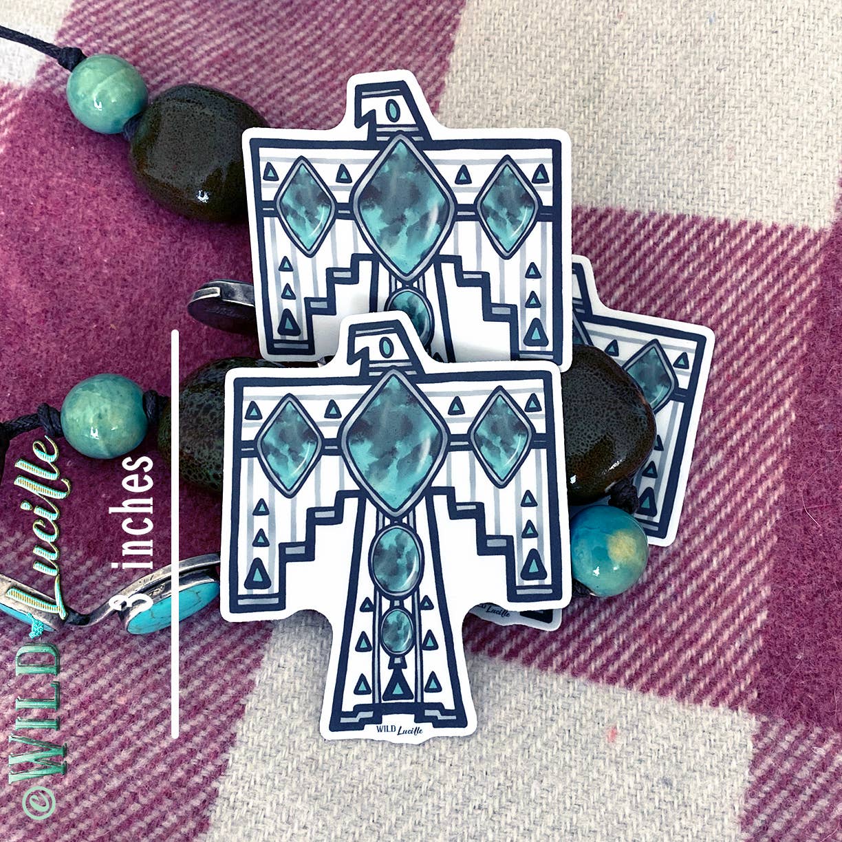 Hand Drawn Turquoise Thunderbird - wild lucile