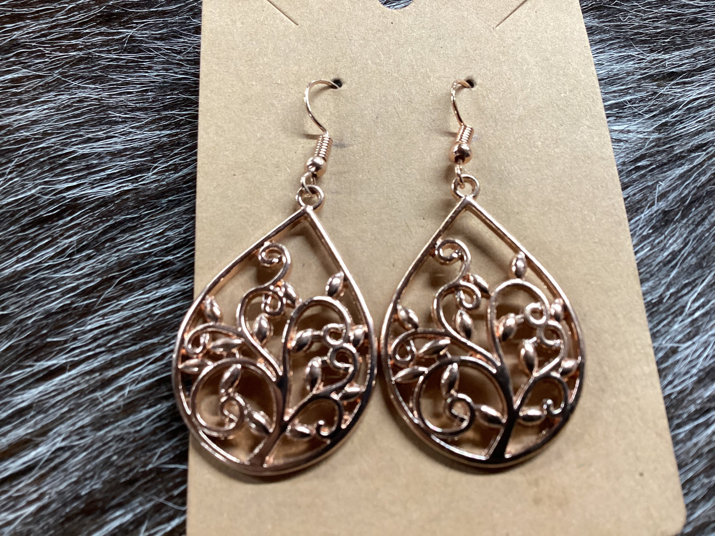 Copper teardrop/vine earrings