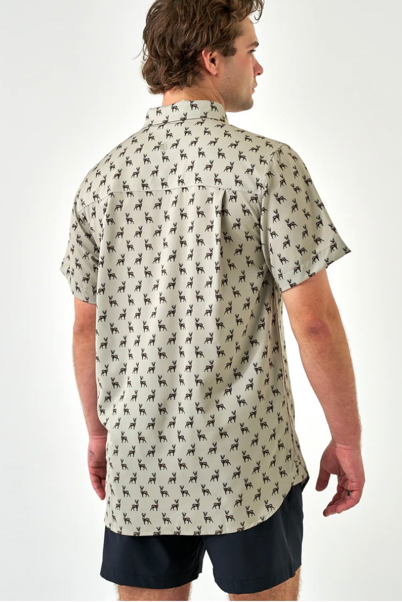 Whitetail Performance Button Up Shirt Green Burlebo
