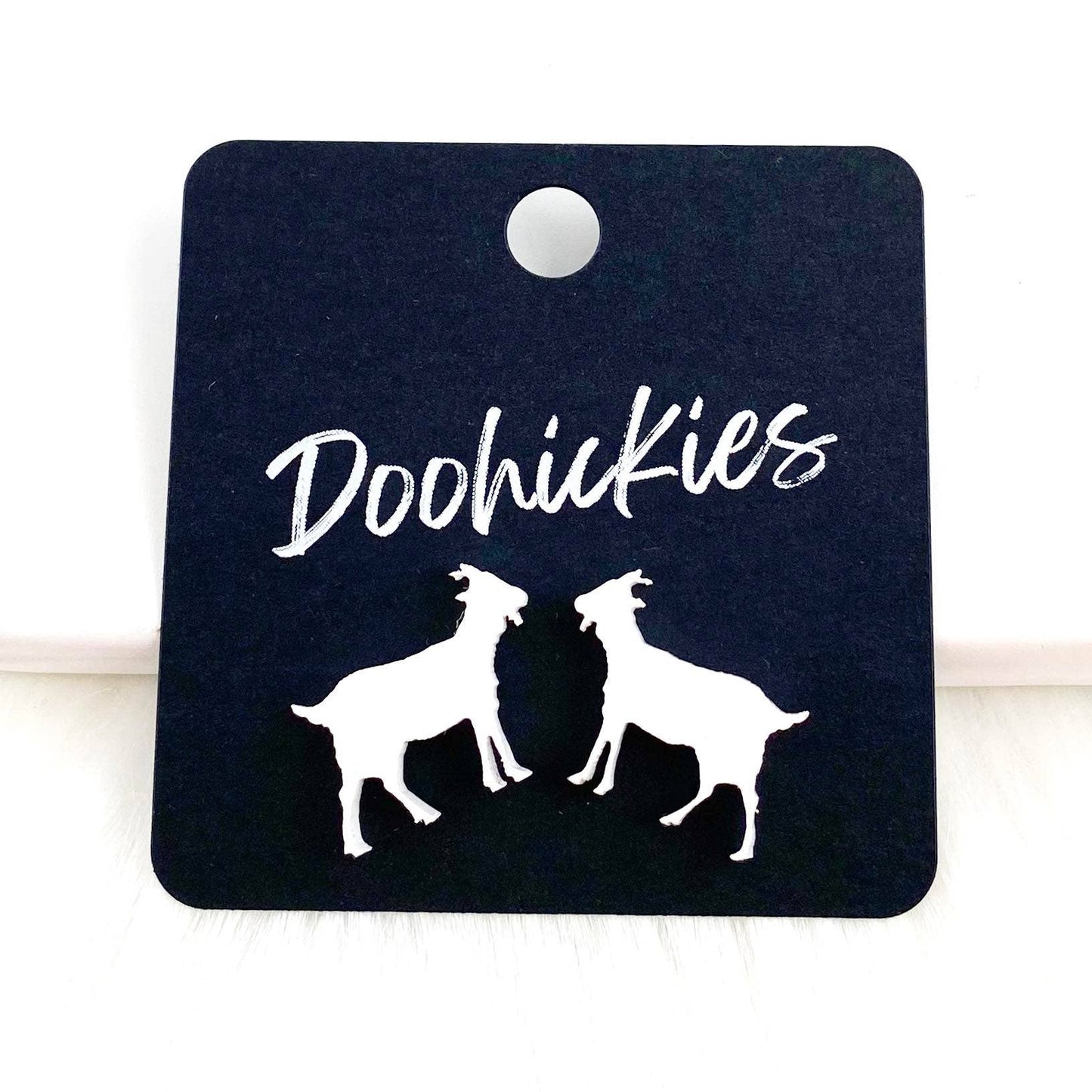 Goat Show Animal Studs -Western Earrings: White Goats Doohickie