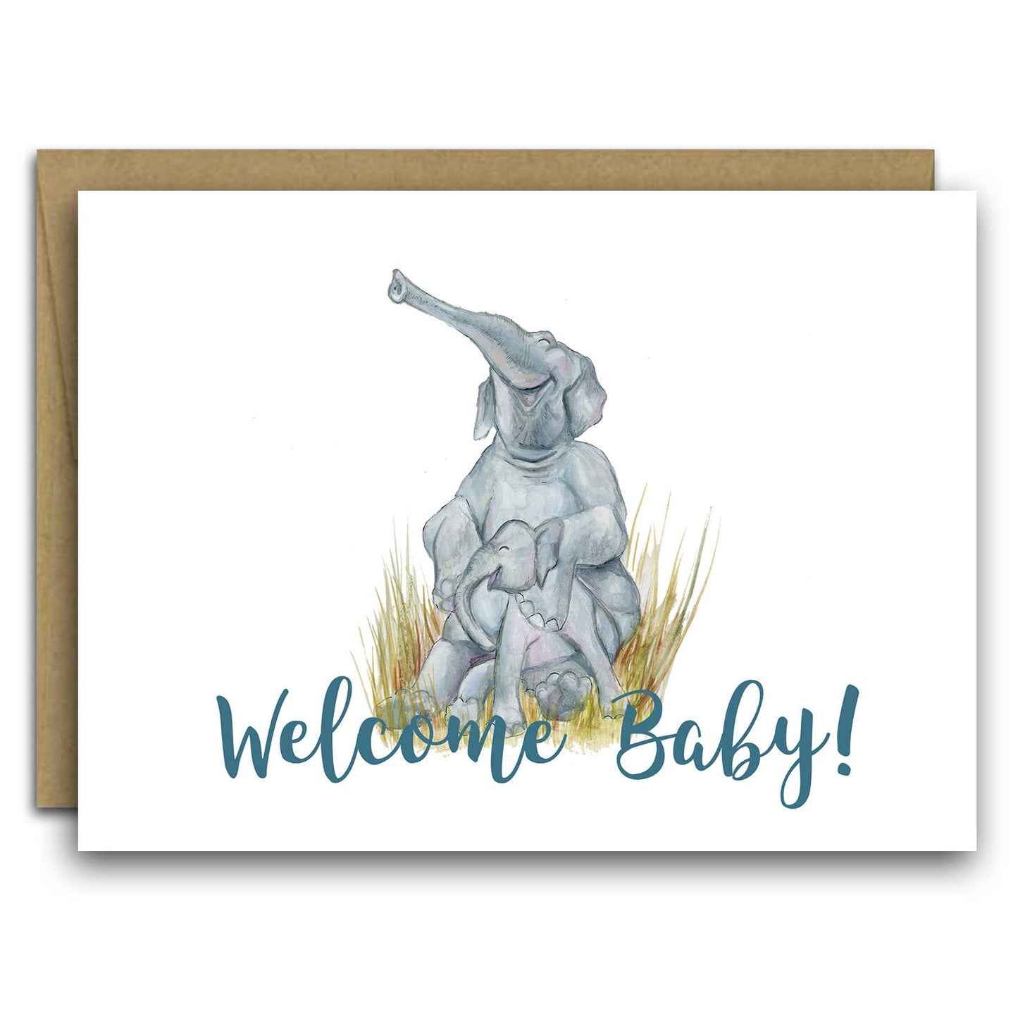 Welcome Baby * Elephant Family * New Baby Card * Cute