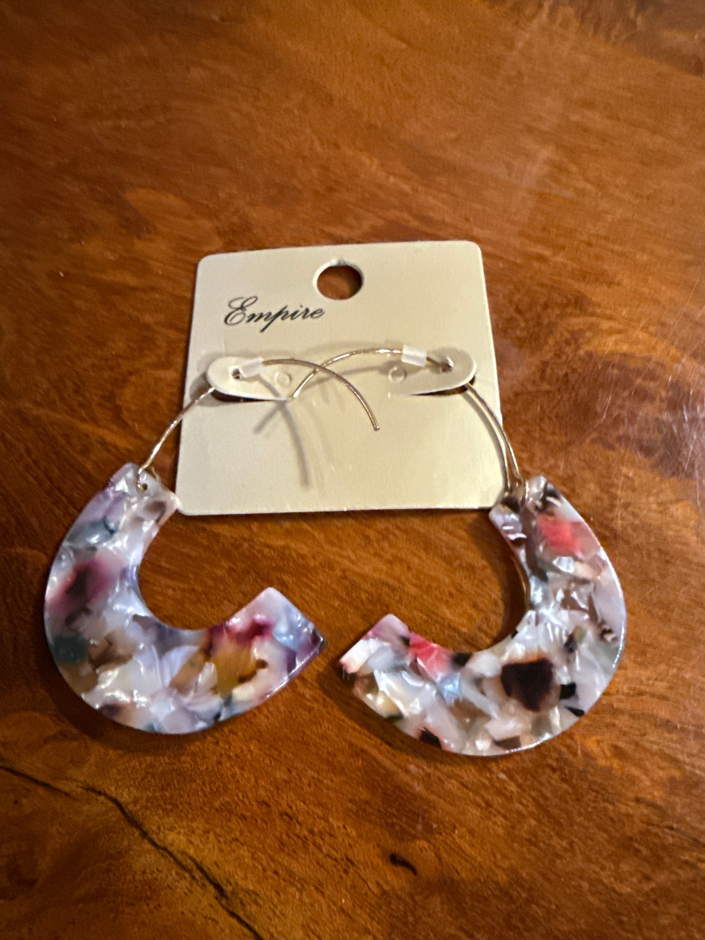Gold and acrylic earrings