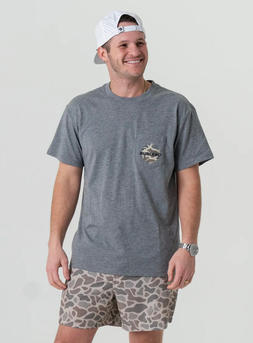 Rad Dad Deer Camo Short Sleeve T Shirt Dark Heather Grey Burlebo