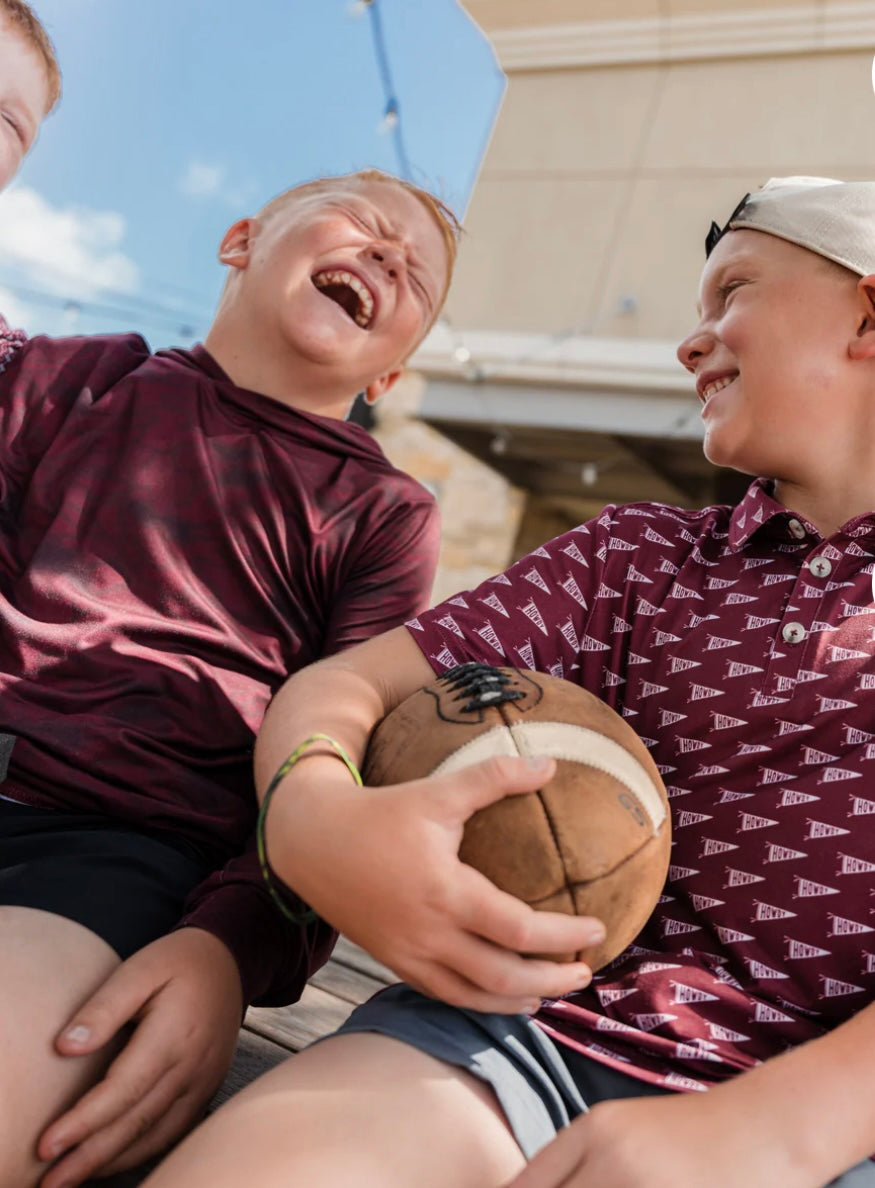 Texas Maroon Camo Youth Performance Hoodie UPF 50 Sun Protection Burlebo