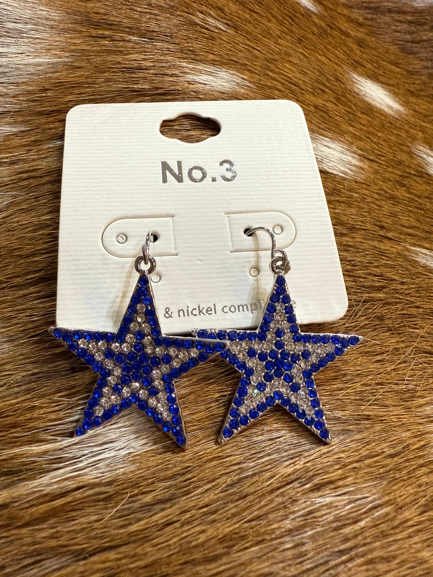 Rhinestone And Blue Star Earrings
