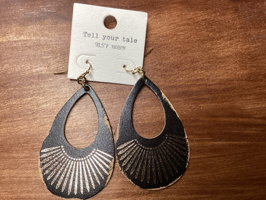 Black with gold teardrop earrings