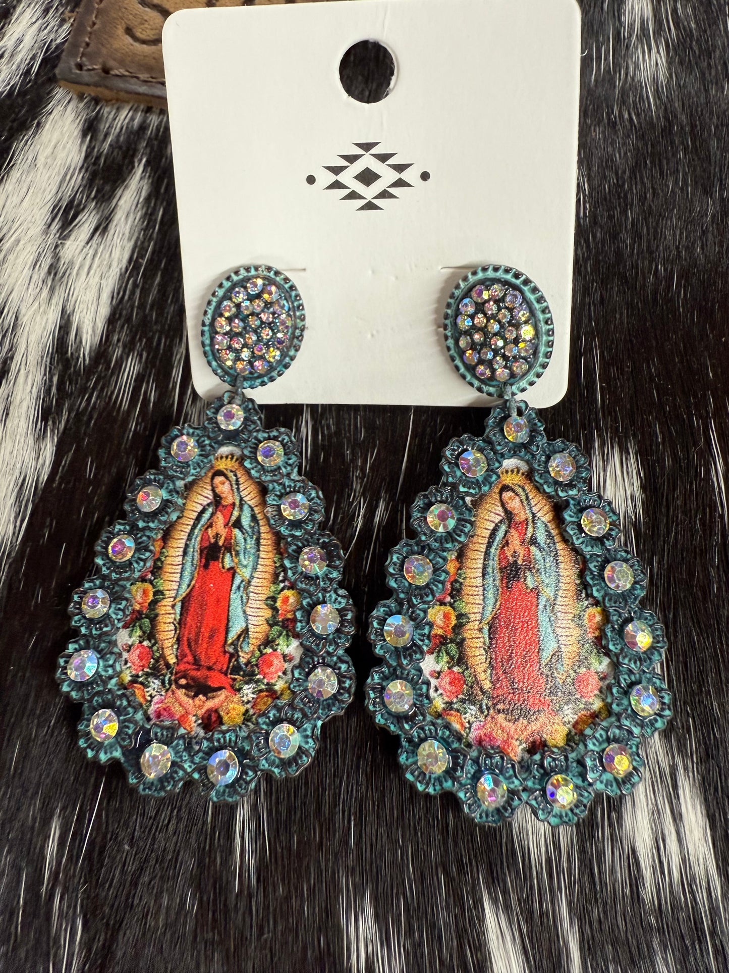 Virgin Mary Blinged Earrings
