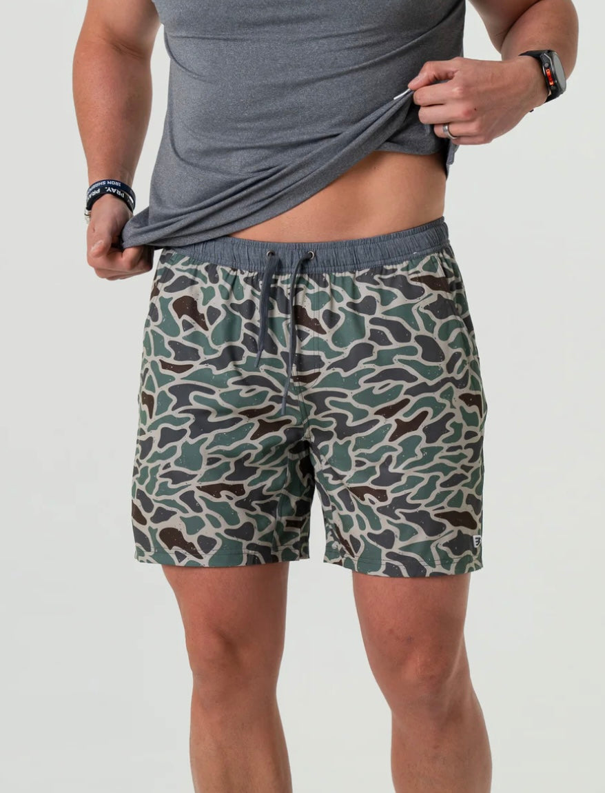 Retro Duck Camo Athletic Shorts with Grey Liner Burlebo