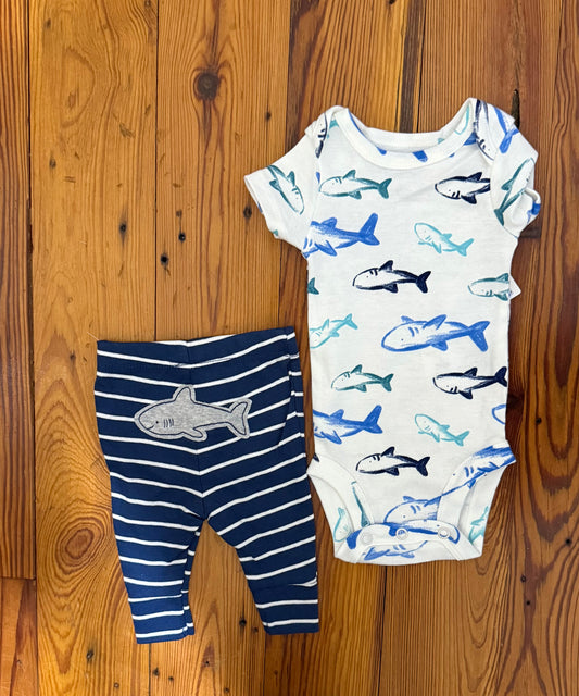 Carters Shark Boys Onesie and Pants set