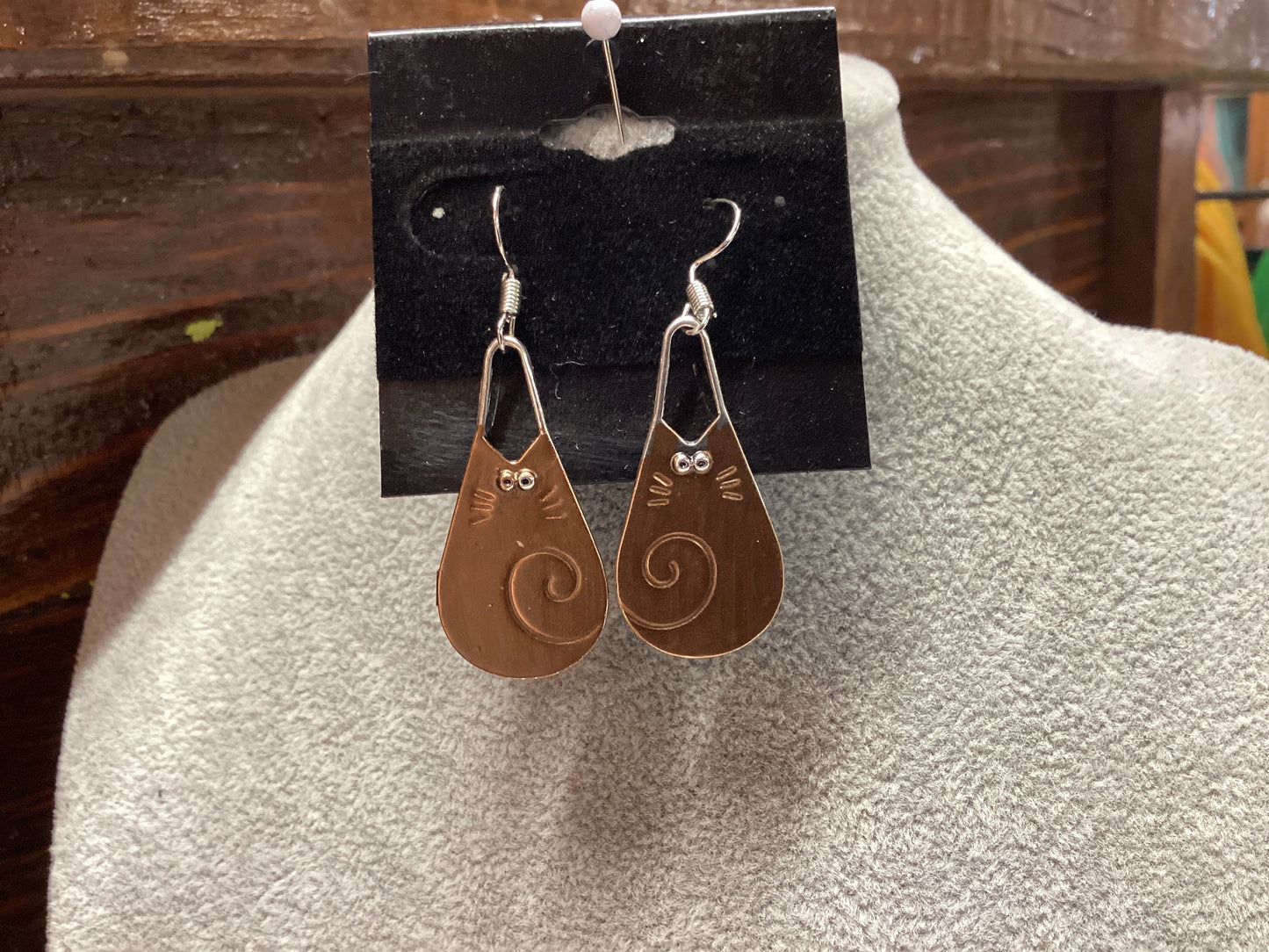 Copper Cat Earrings