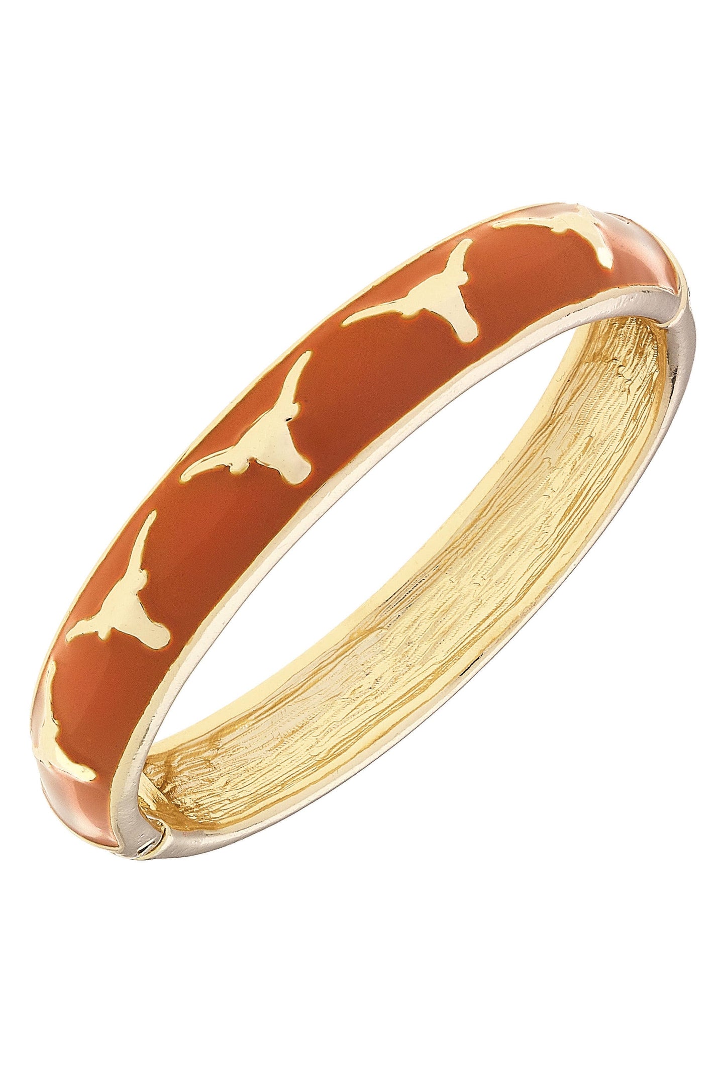 Texas Longhorns Sculpted Enamel Logo Hinge Bangle: Burnt Orange Canvas