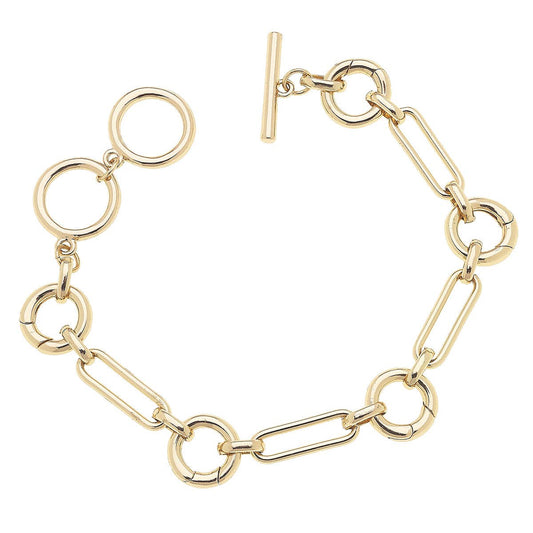 Bella Multi-Charm Toggle Bracelet Base in Shiny Gold canvas