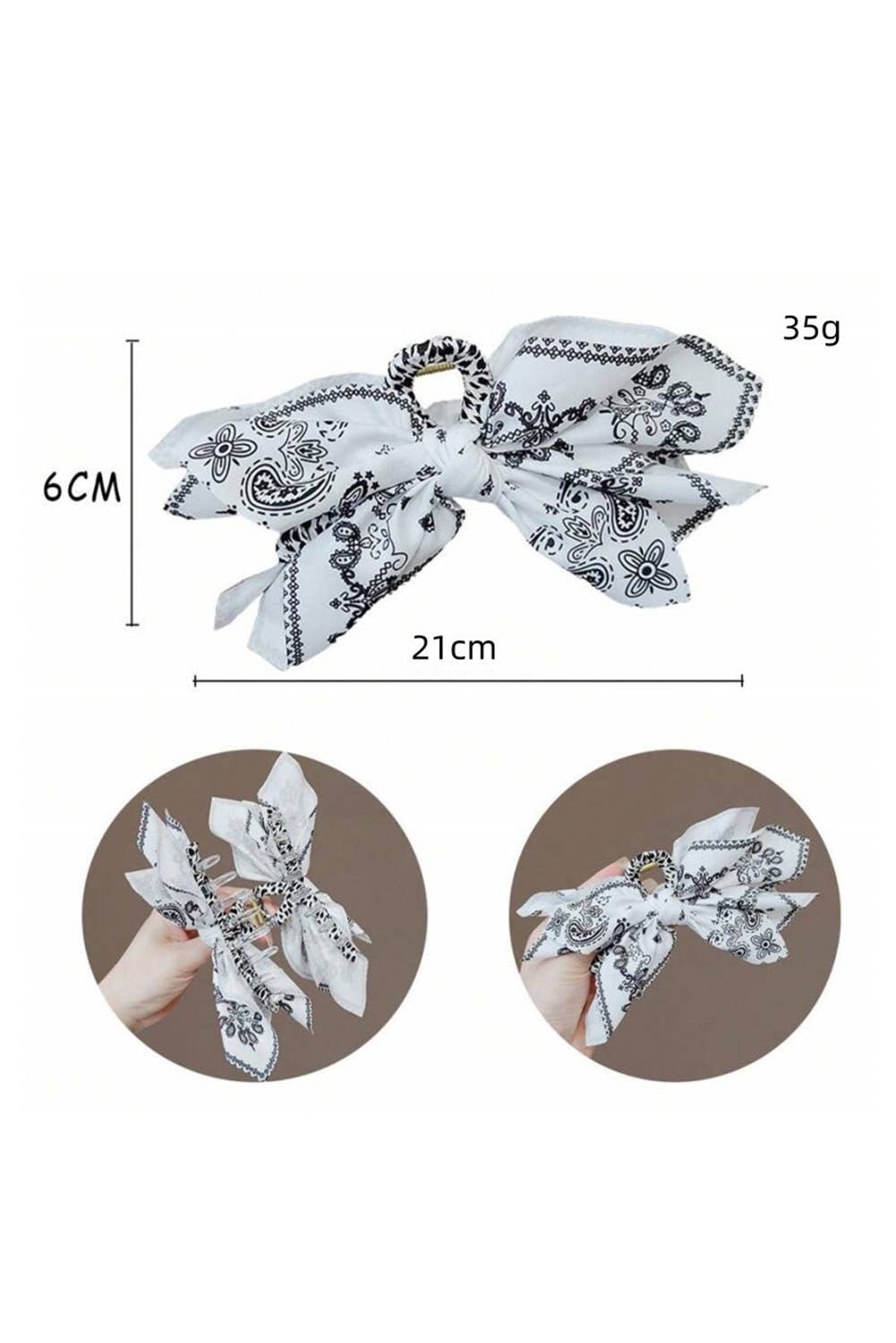 Paisley Floral Print Bow Knot Hair Clip Gifts: Black / ONE SIZE