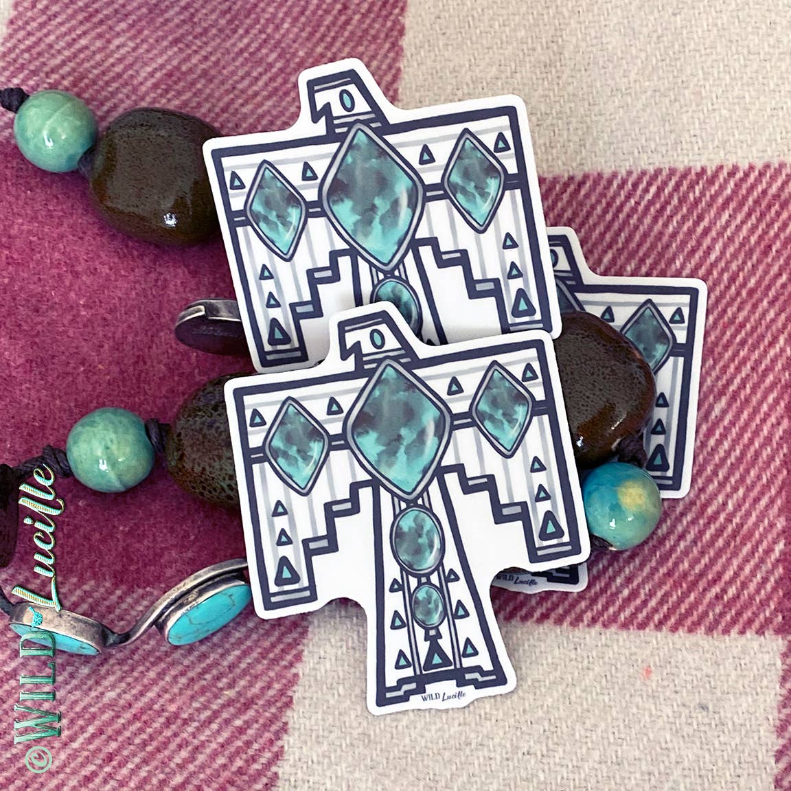 Hand Drawn Turquoise Thunderbird - wild lucile
