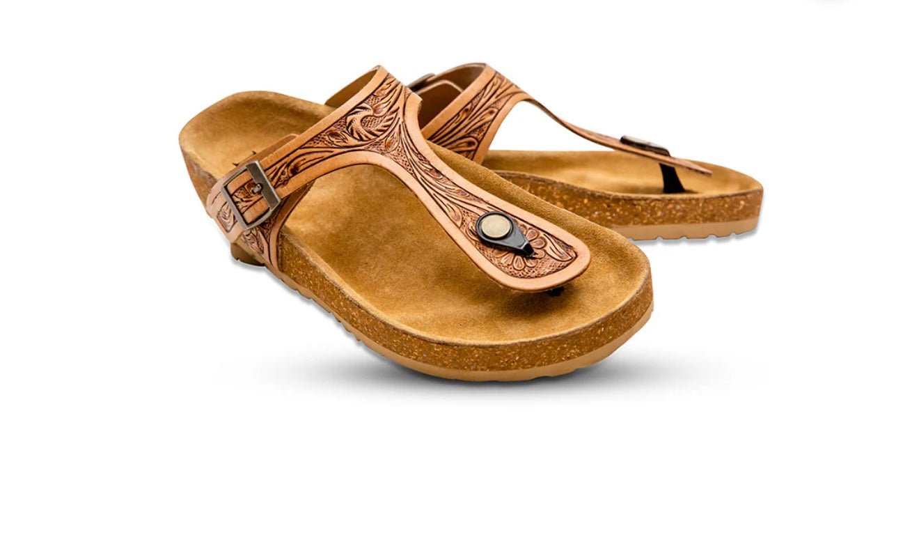 Gracious Myra Western Tooled Sandals