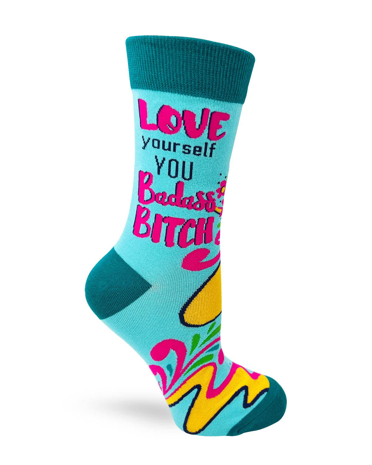 Love Yourself You Badass Bitch Ladies' Novelty Crew Socks Fab Daz