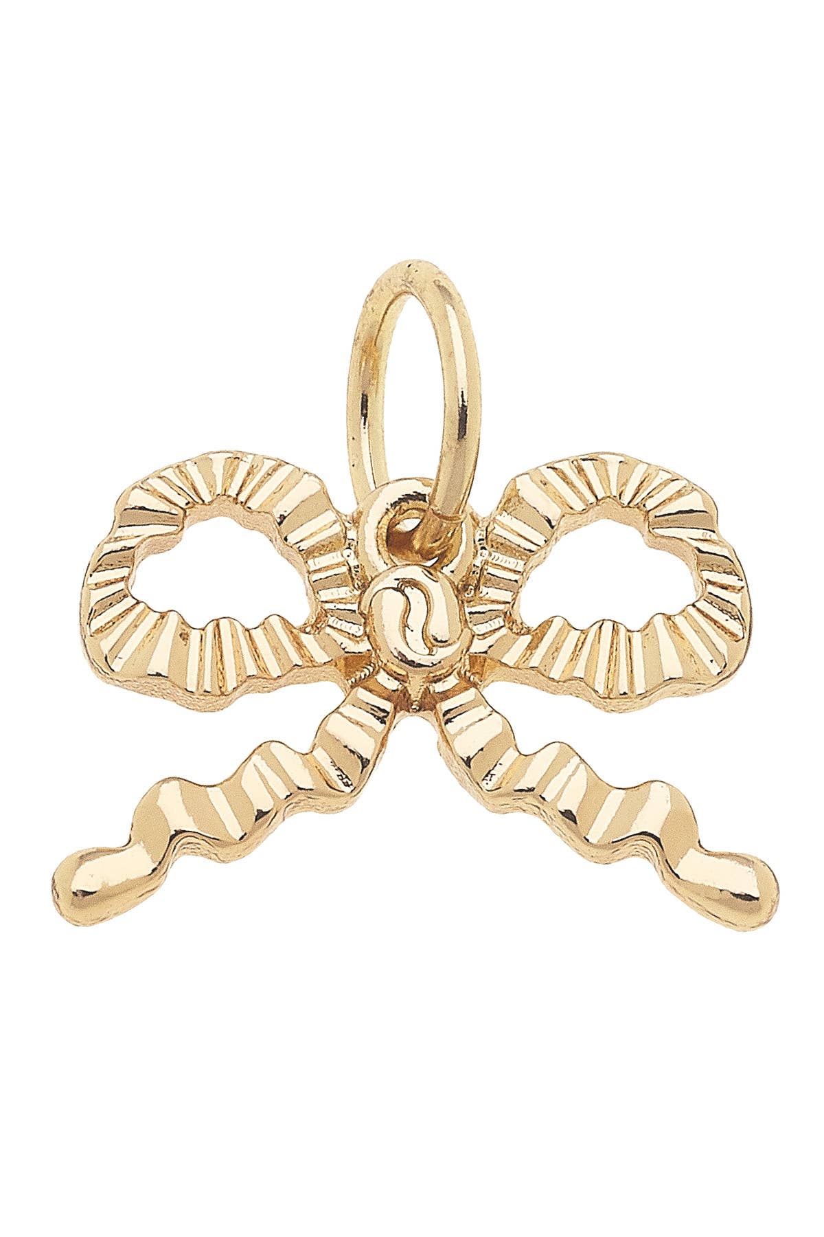 Ruffled Bow Charm in Shiny Gold Canvas