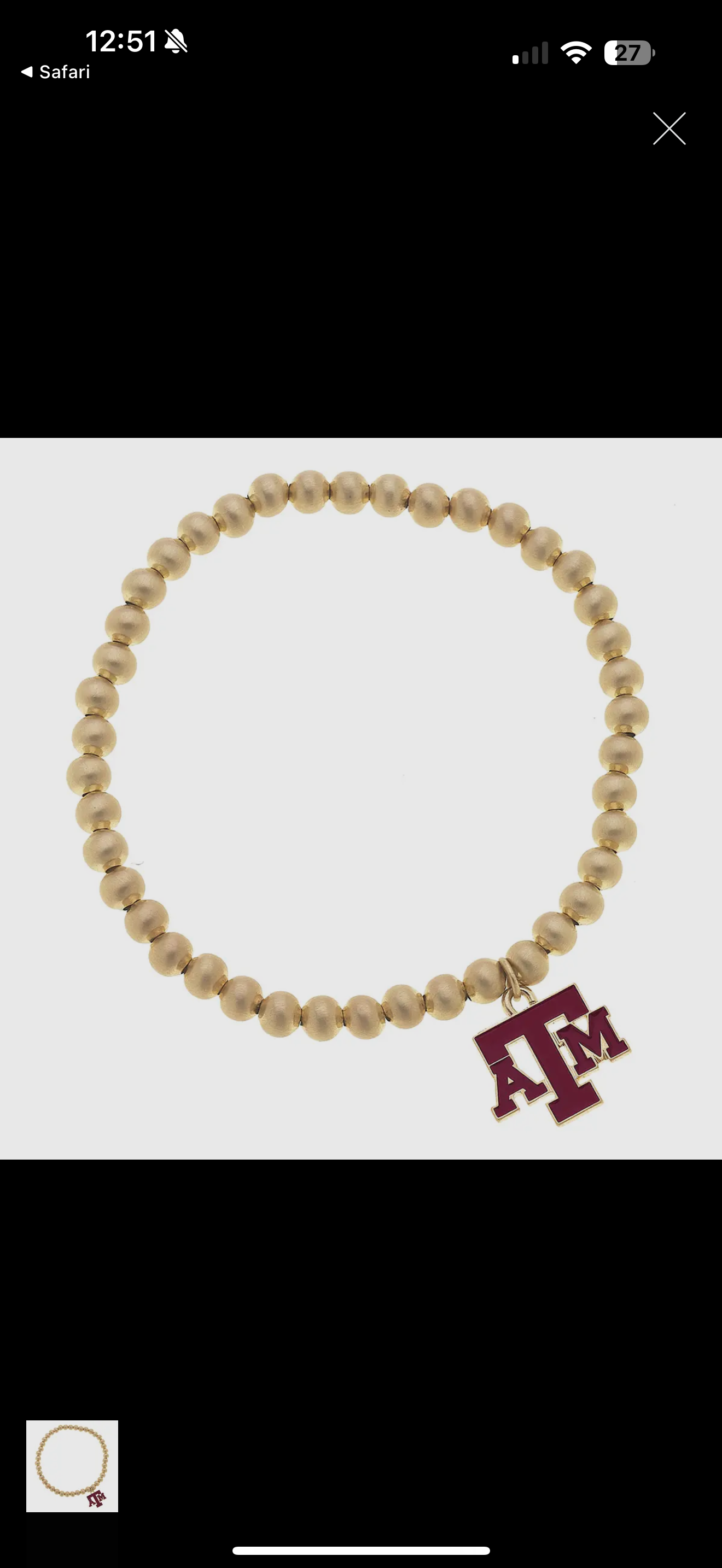 Texas A&M Aggies Ball Bead satin stretch bracelet Canvas