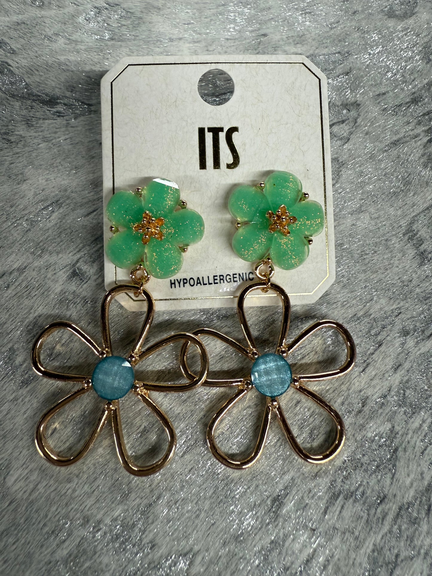 Double Flower Drop Earrings