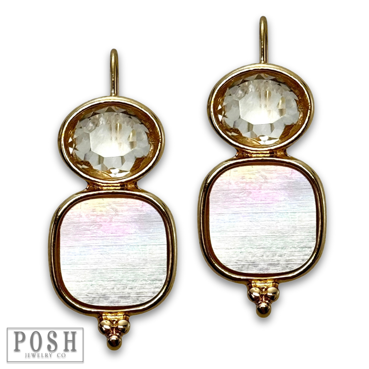 Rhinestone and Mother Of Pearl earring: Gold PP