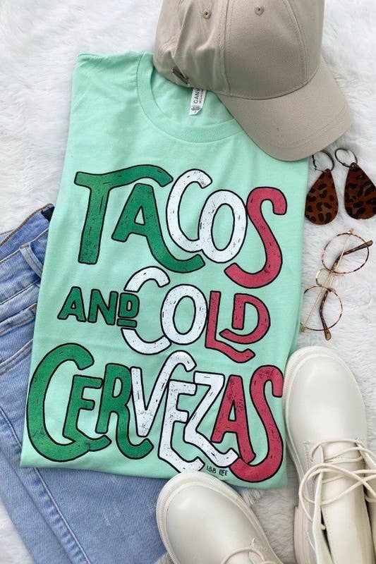 Bella Canvas Tacos and Cold Cervezas, Mexico Graphic Tshirt: L&B