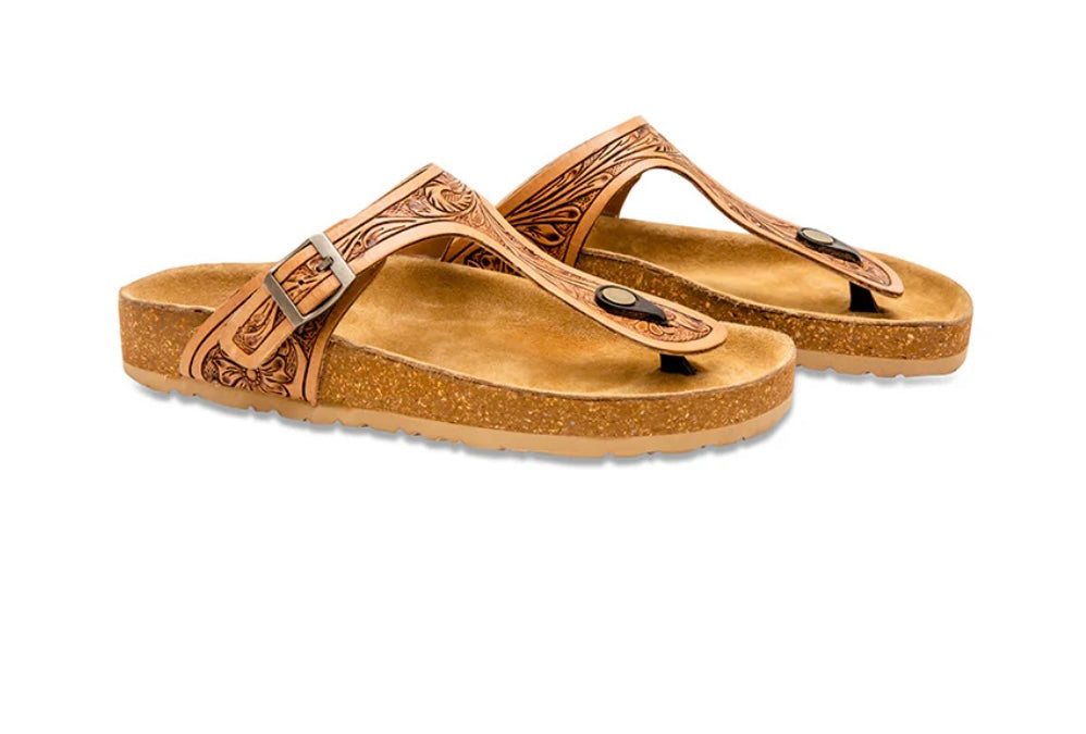 Gracious Myra Western Tooled Sandals
