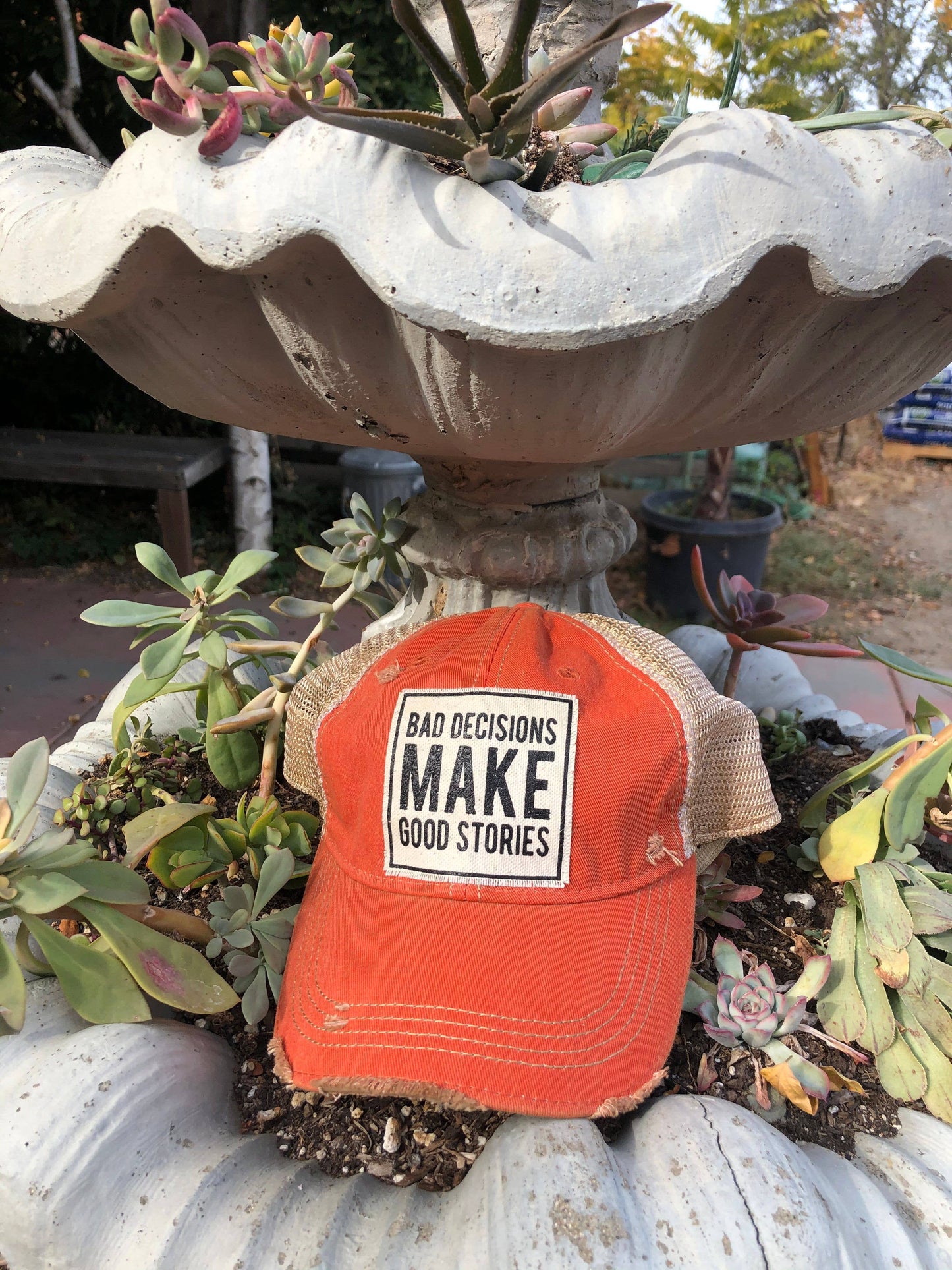 Bad Decisions Make Good Stories Distressed Trucker Cap Vintage Life