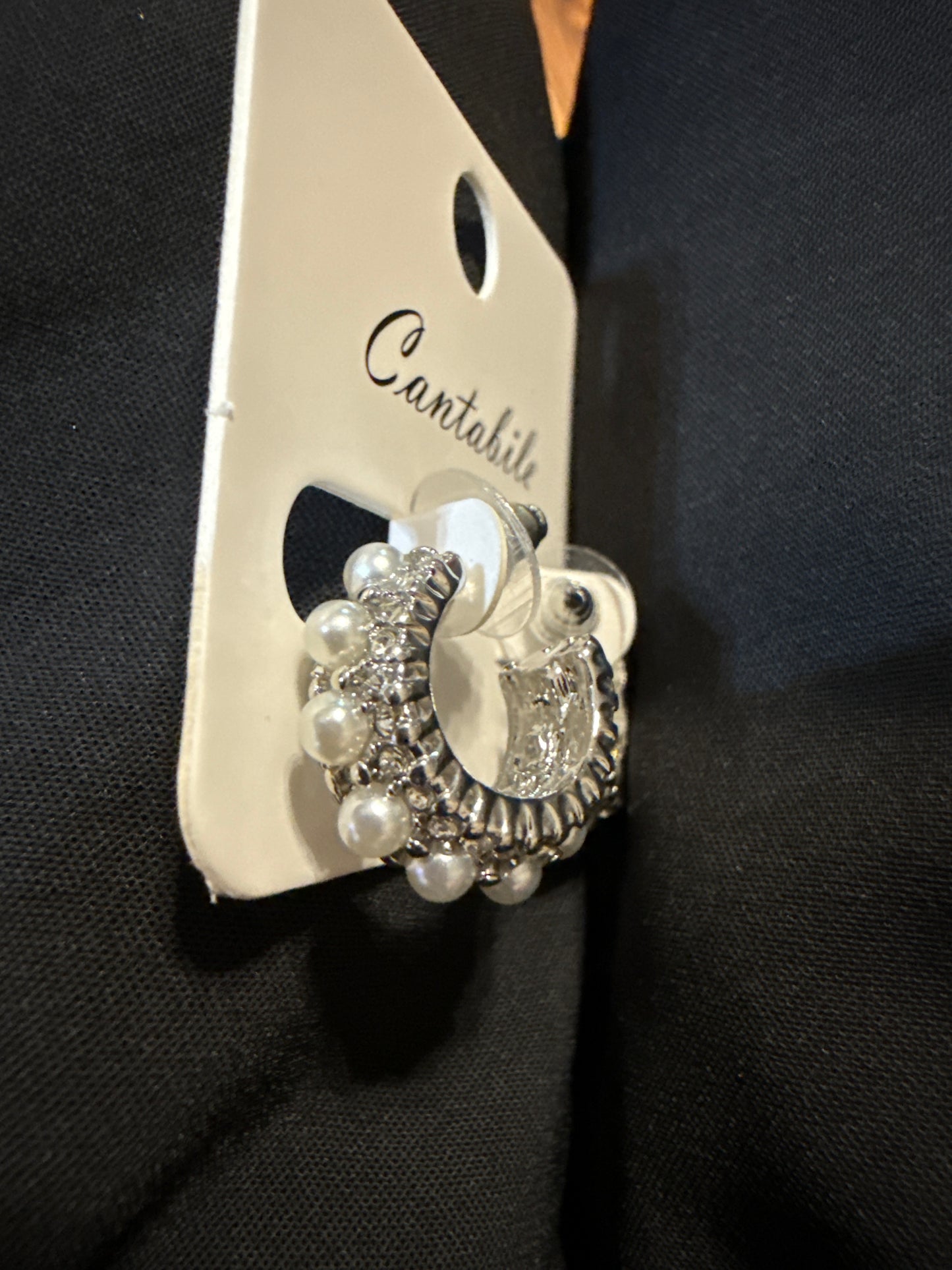 Cantabile Pearl Hoops Gold or Silver E30750RH E30750GD