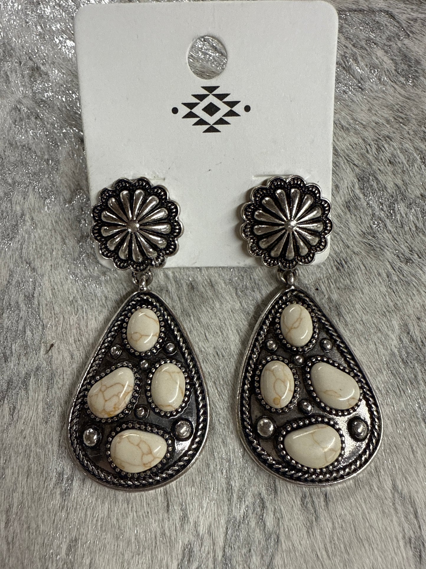 Western Concho Teardrop Earrings