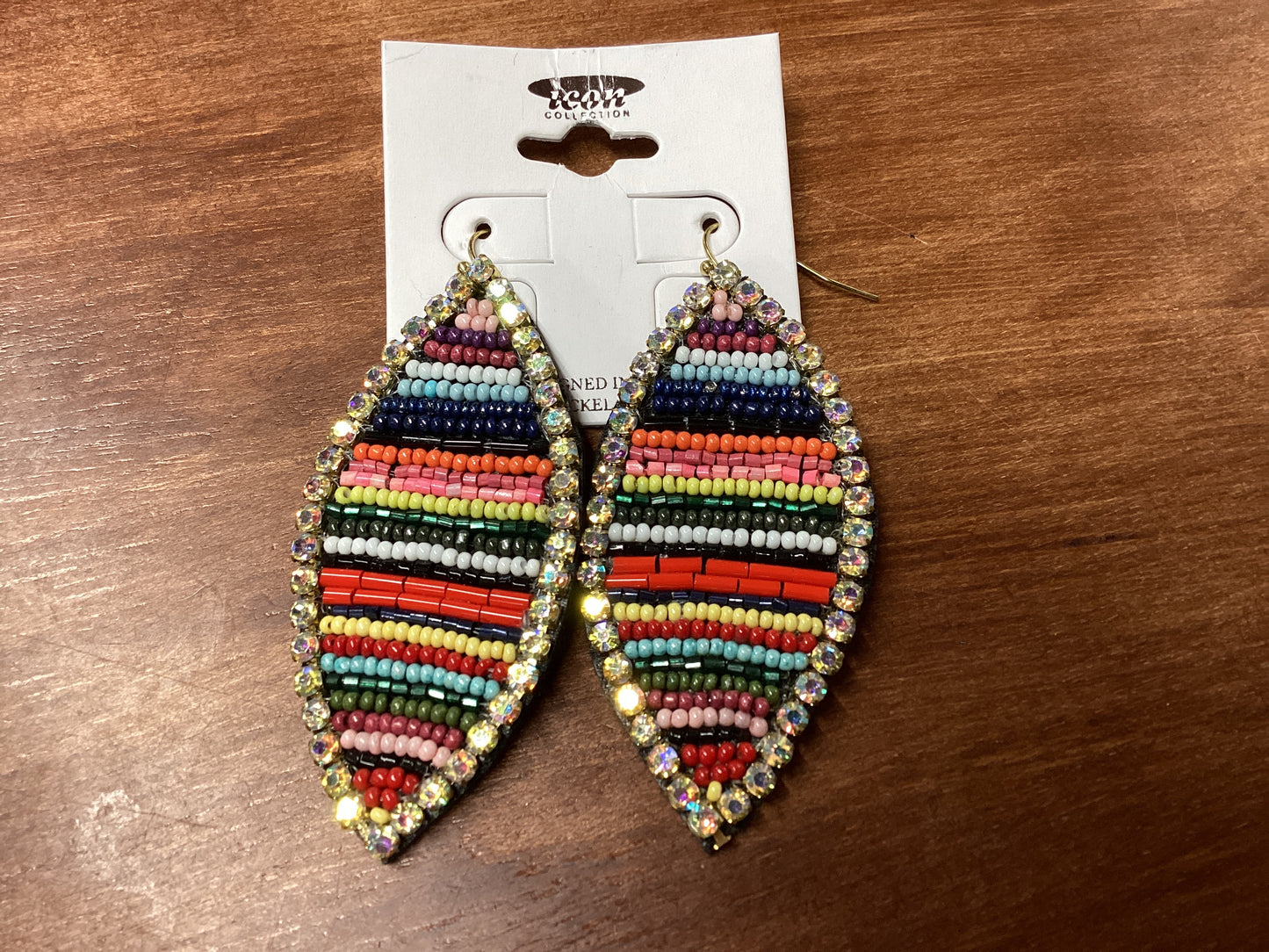 Multi color beaded rhinestone earrings