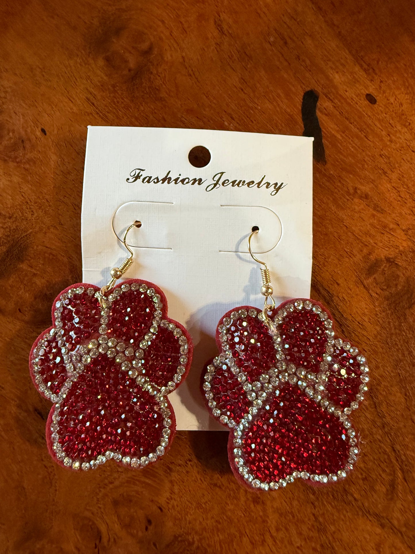 Rhinestone Paw Print Earrings