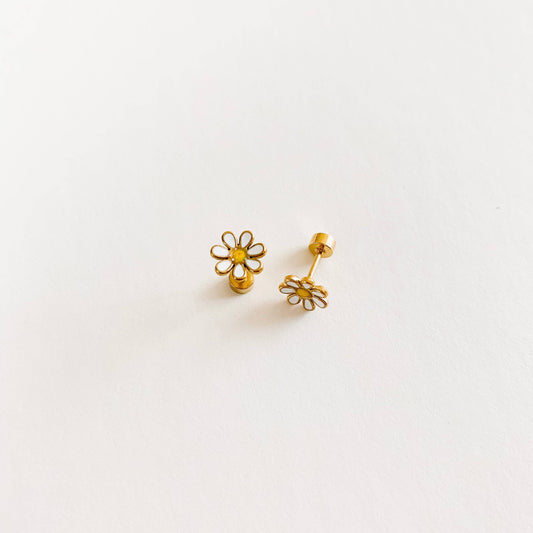 White Daisy Stud Earrings Pip Pop