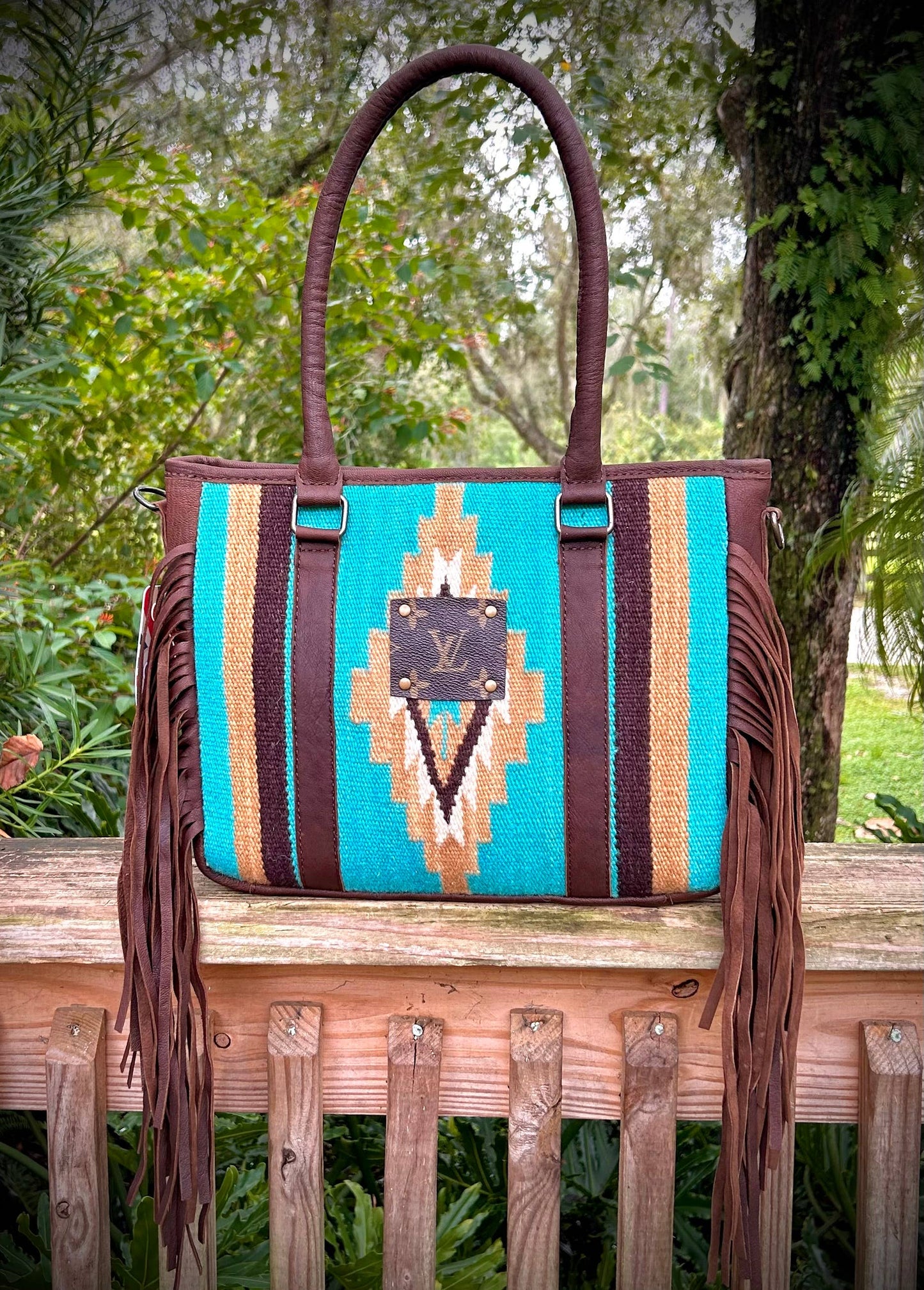 Upcycled LV Leather Crossbody Satchel Bag Western Southern Junkie