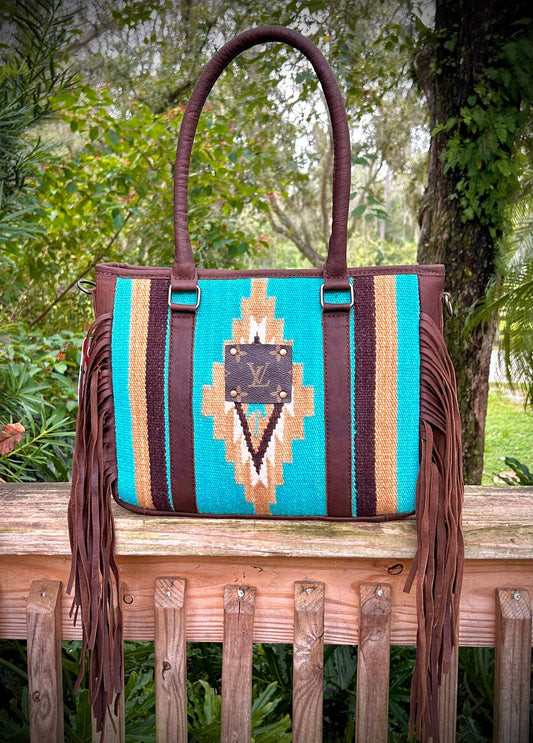 Upcycled LV Leather Crossbody Satchel Bag Western Southern Junkie