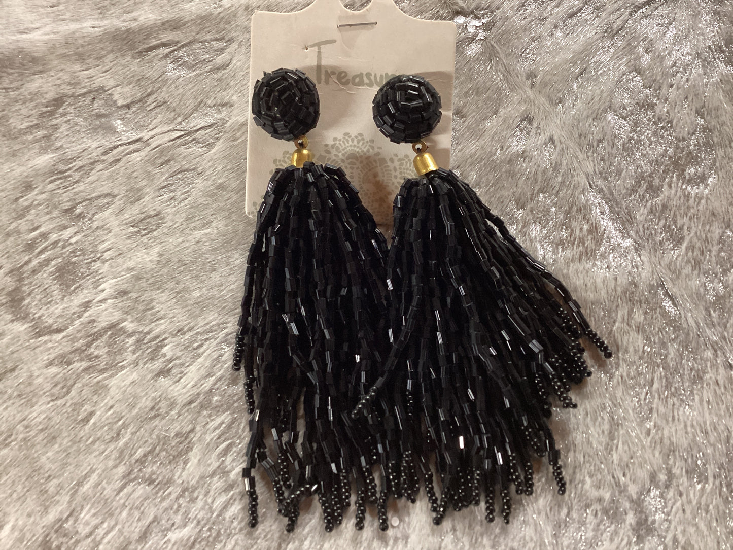Black beaded dangled earrings
