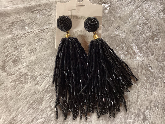 Black beaded dangled earrings