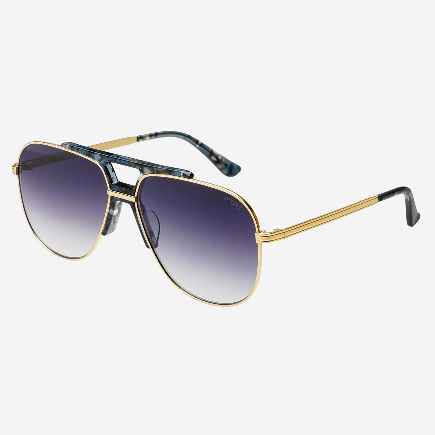 Logan ( NEW ) Acetate Aviator Unisex Sunglasses: Light Gold / Gray Freyrs
