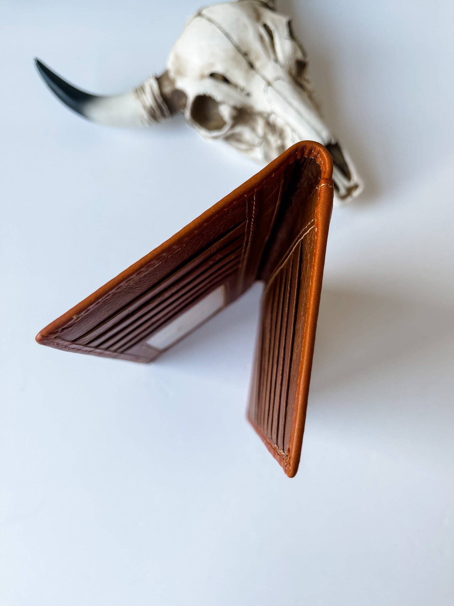 Genuine Tooled Leather Bi-Fold Wallet: Boho Ranch
