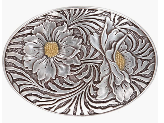 Oval Sunflower Engraving Belt Buckle Simple