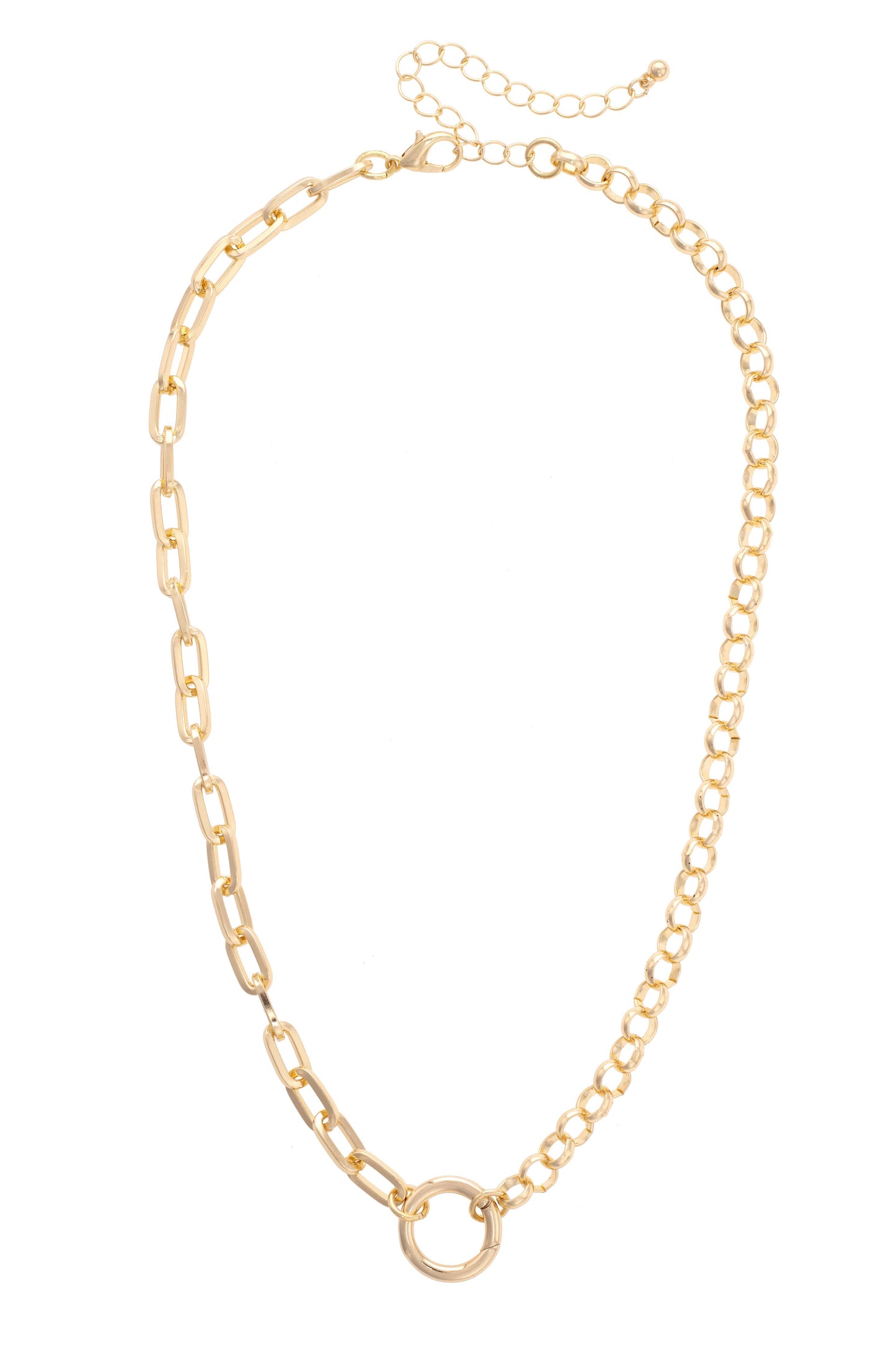 Essex Half & Half Linked Necklace in Shiny Gold Canvas
