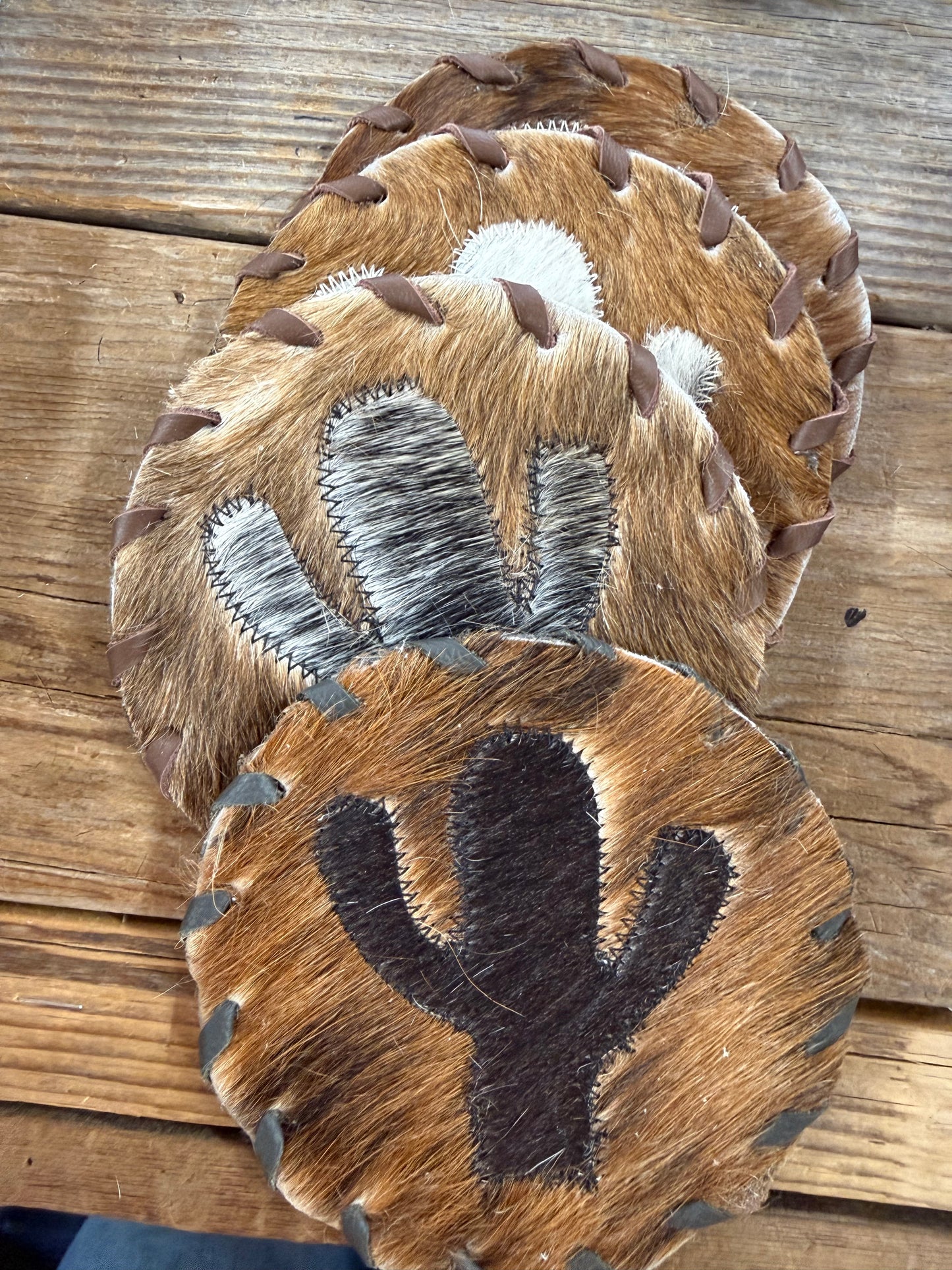Cactus Cowhide Coaster Singles Hides and Skins
