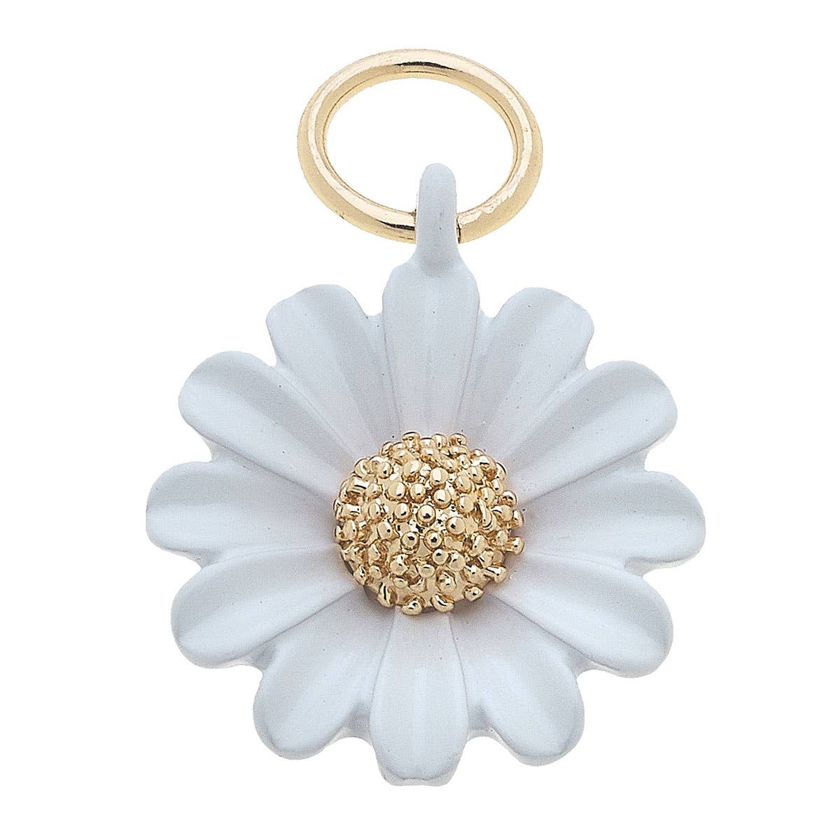 Daisy Enamel Flower Charm in White Canvas